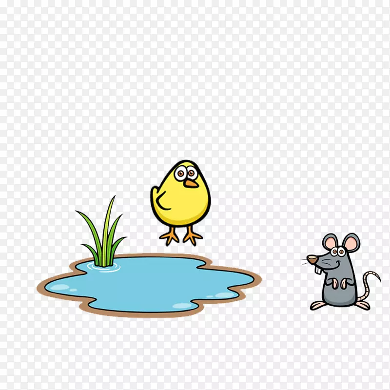 池塘下载卡通-池塘小老鼠和小鸡