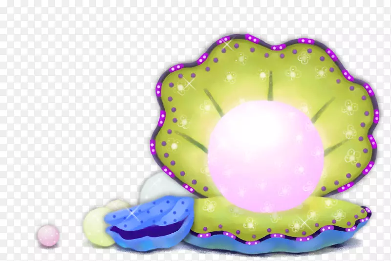 牡蛎夹艺术-绿色简单珍珠壳装饰图案