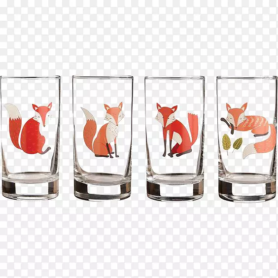 纸源玻璃杯饮杯狐狸