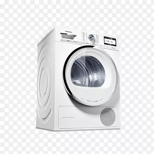 洗衣机，烘干机，电家用电器.白色滚筒洗衣机