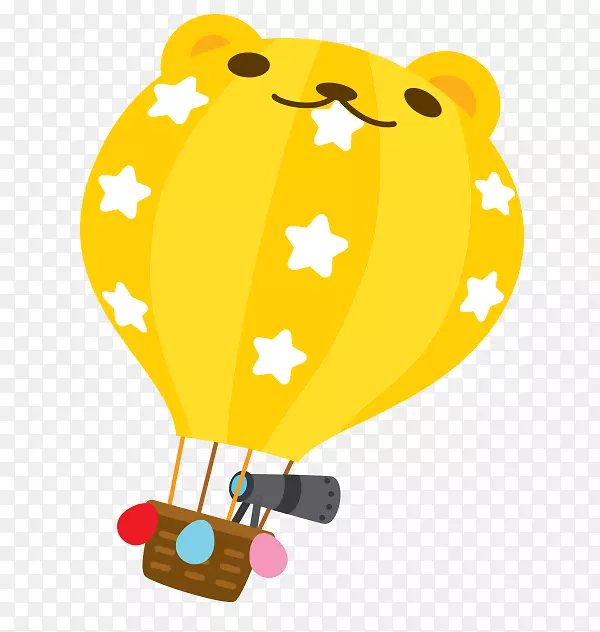 气球红色剪贴画-卡通黄色熊热气球