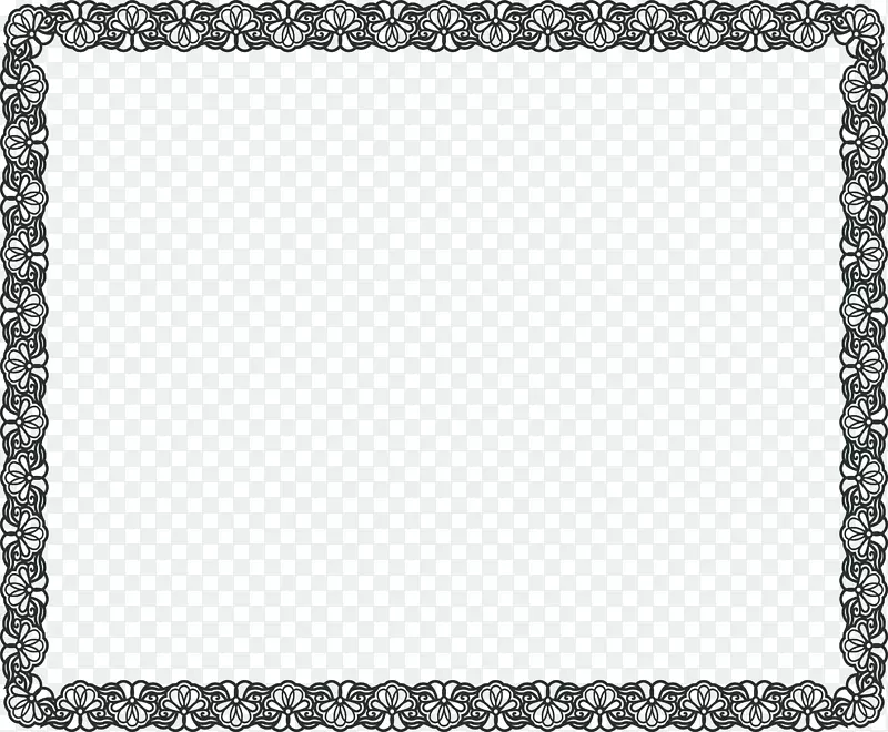 黑白棋盘正方形区域-雏菊装饰花边