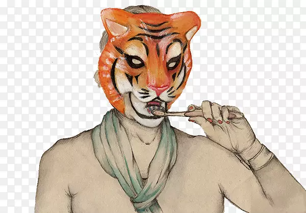 虎狮插图-虎面具