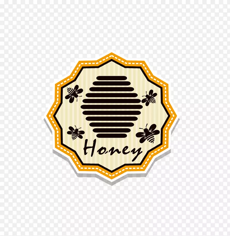 蜜蜂-蜜蜂黄色六角密封贴纸
