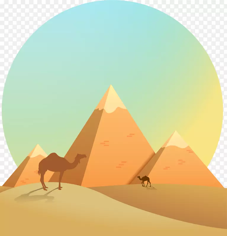 埃及金字塔古埃及插图-一带一路沙漠背景装饰
