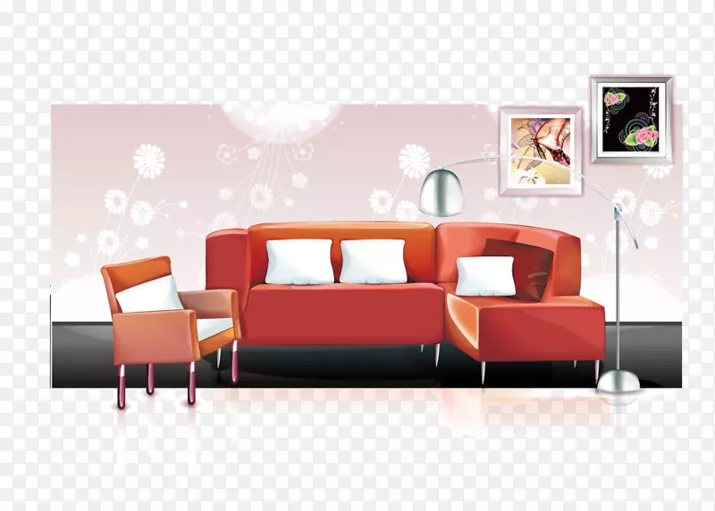 室内设计服务沙发家居室内插图-客厅整体家居装饰
