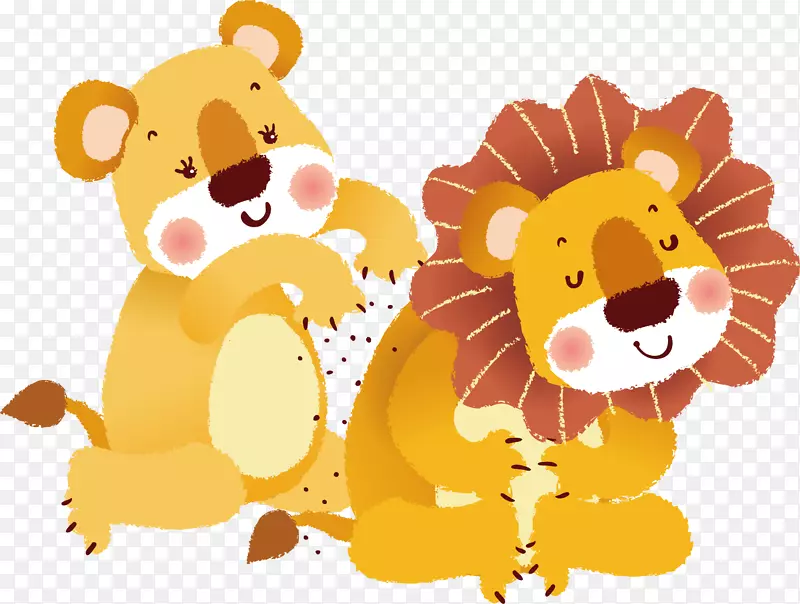 狮子剪贴画.卡通狮子和熊载体