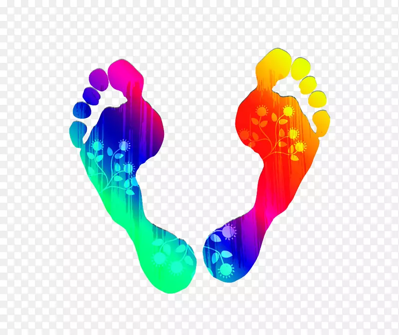 Mudra插图-彩色创意脚印