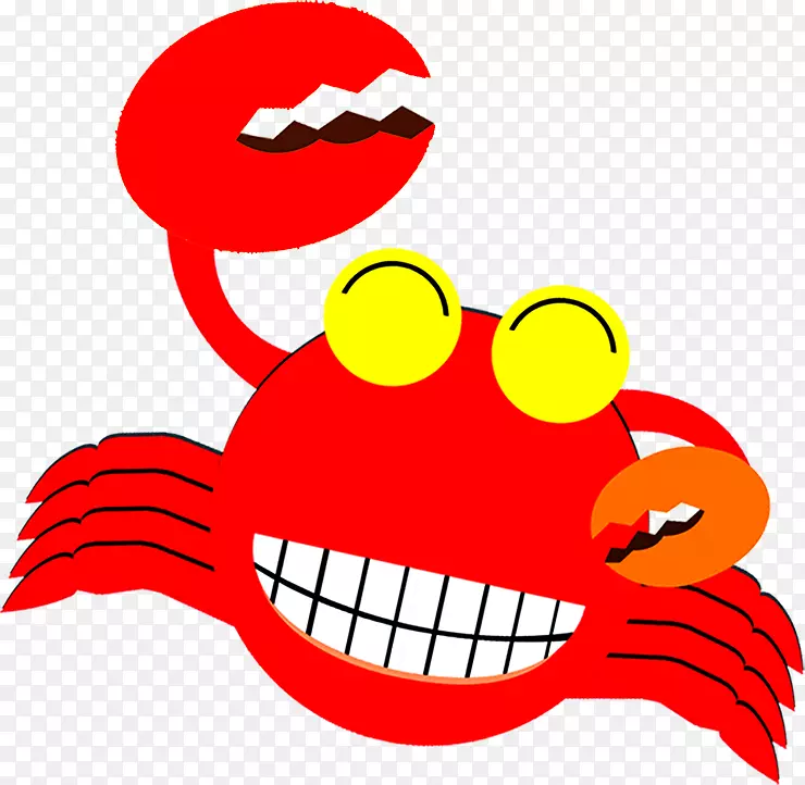 螃蟹卡通剪贴画-可爱的卡通红蟹