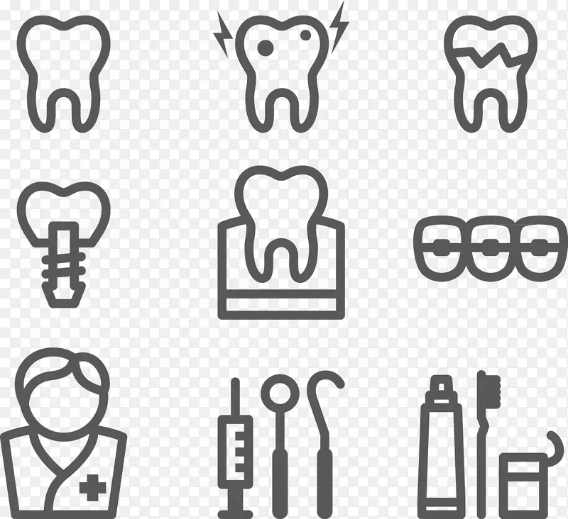 牙科图标-简单牙科健康图标