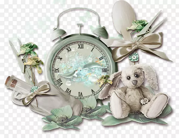 闹钟画框-手表和兔子