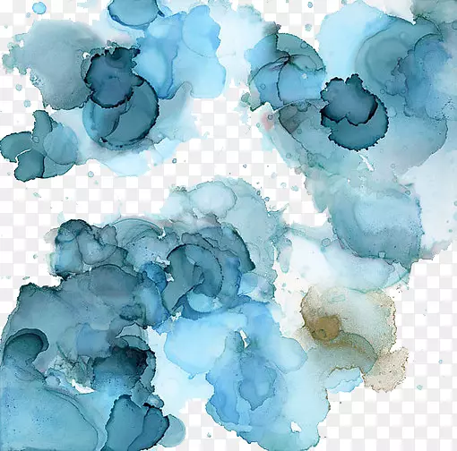 水彩画蓝-浅蓝水彩水滴