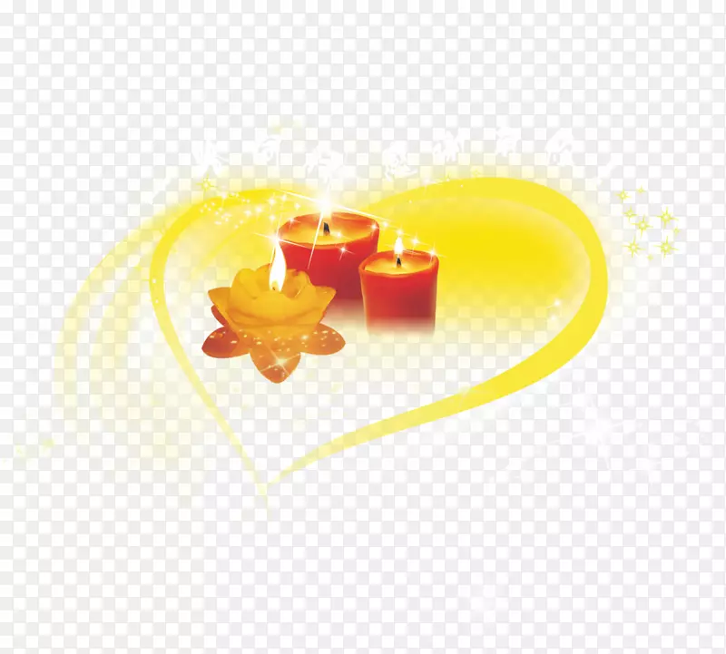 黄心水果墙纸-心蜡烛