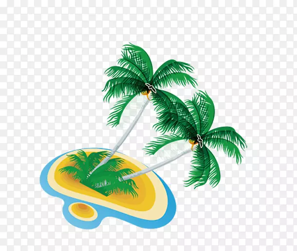 模板剪贴画-棕榈树岛
