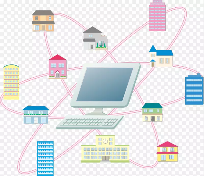 网络卡通插图-网际网路城市