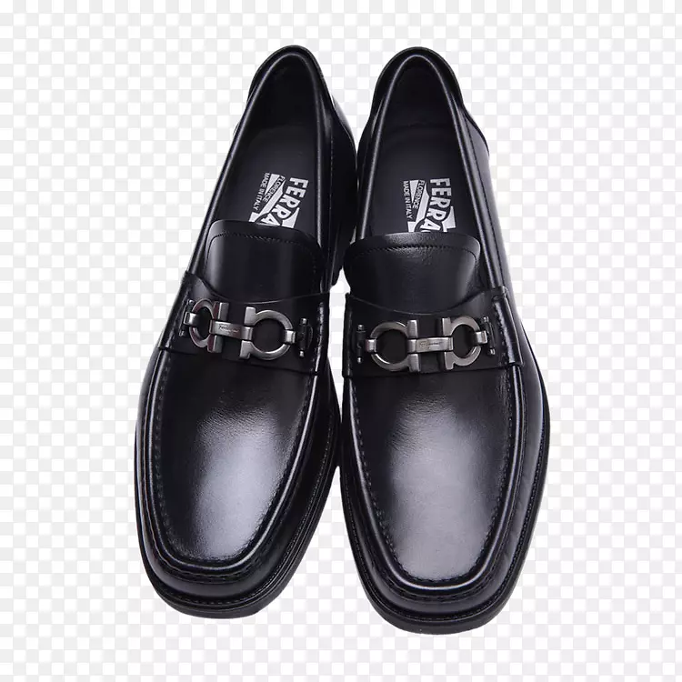 滑鞋萨尔瓦多费拉格慕有限公司。设计师-费拉格慕男子马蹄铁扣装饰黑色