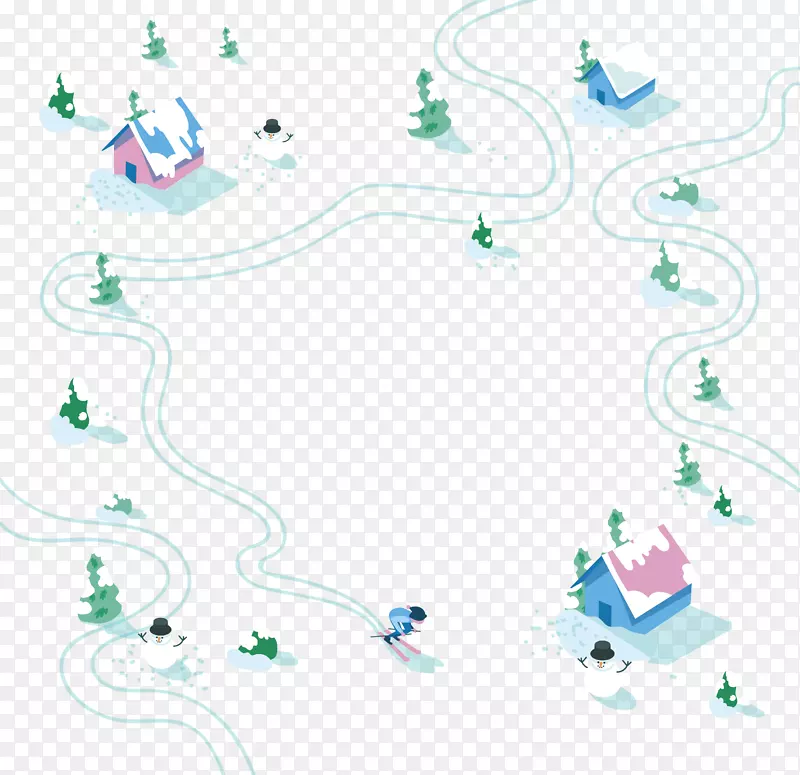 圣诞节插图-冬季城镇图纸
