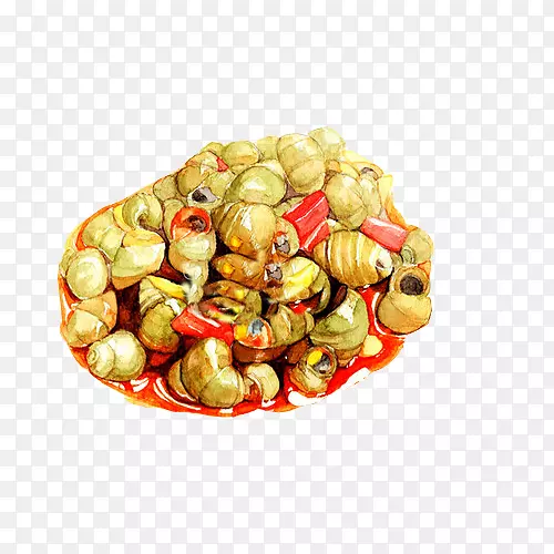 素食-炖蜗牛手绘材料图片