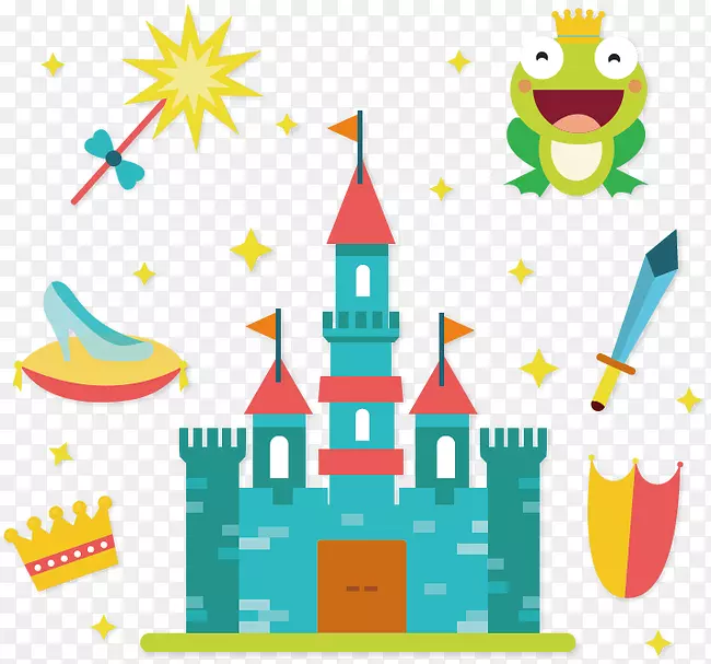 青蛙王子童话平面设计剪辑艺术创意卡通童话