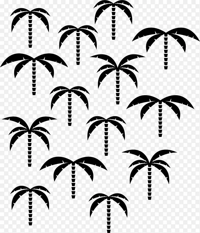 椰子黑白花纹-黑椰子树图案