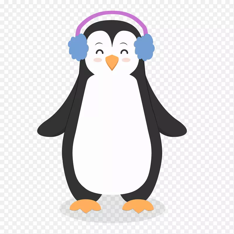 企鹅鸟圣诞剪贴画-企鹅戴耳机