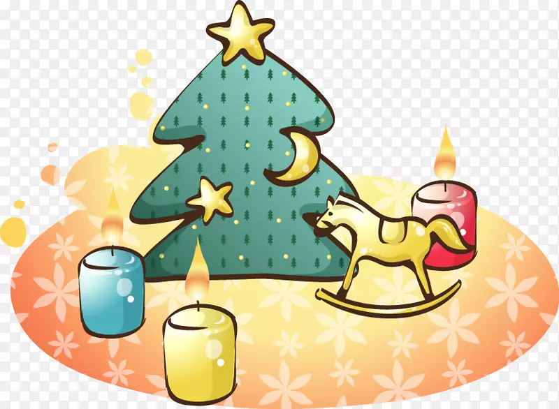 彩绘松树圣诞蜡烛特洛伊木马