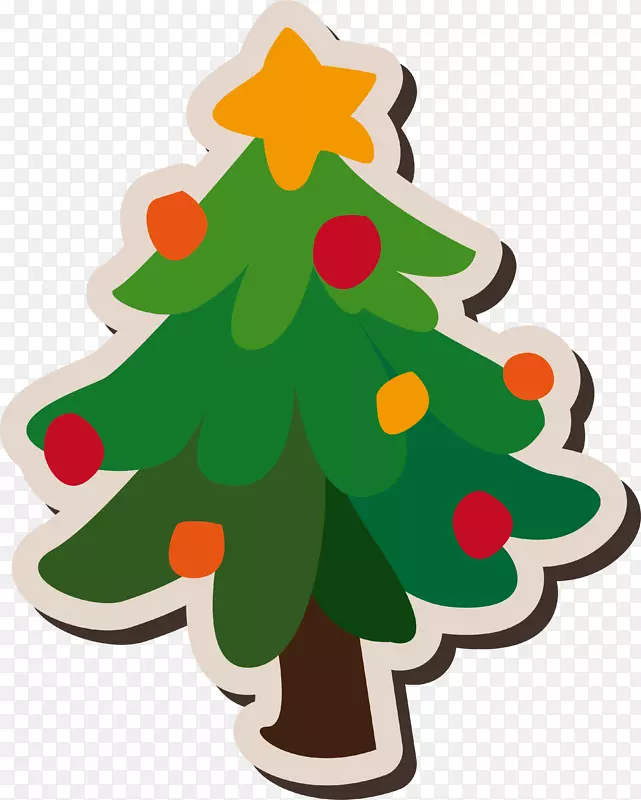 圣诞老人圣诞树装饰-圣诞树贴纸设计
