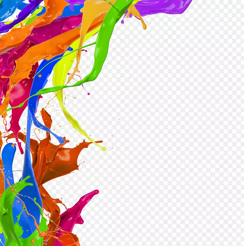 水彩画颜料-彩色颜料无飞溅拉PNG图像