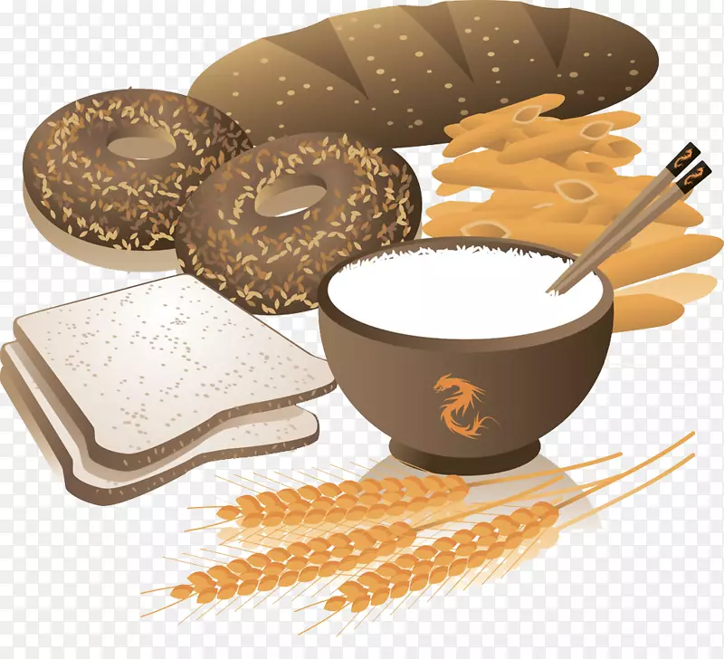 早餐谷类全麦面包剪贴画-面包和大米形象