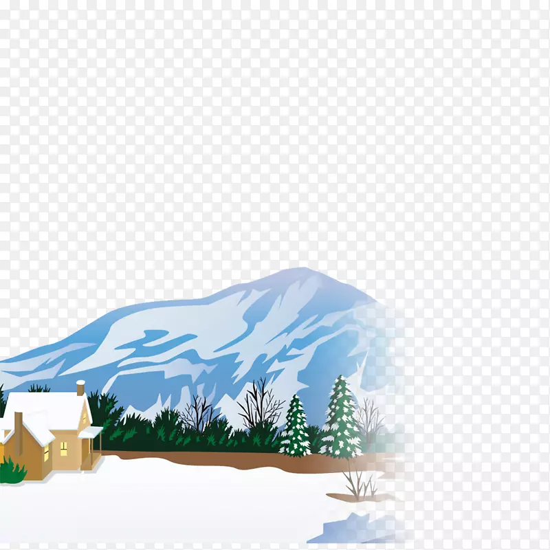 雪墙纸-雪地小屋图案