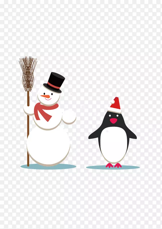 企鹅圣诞老人雪人圣诞节雪人和企鹅