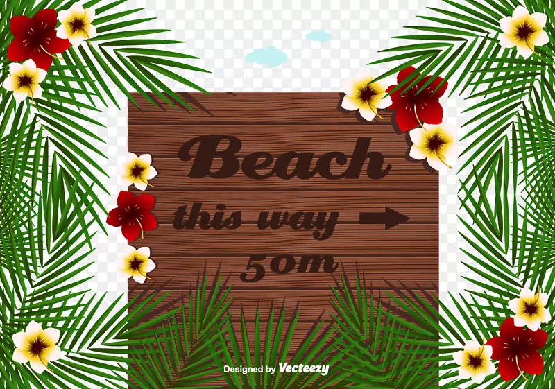 绘画标志插图.夏威夷海滩风格标志