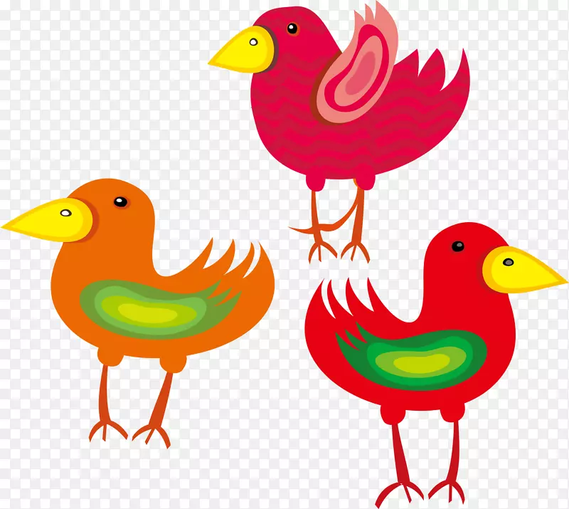 鸟类剪贴画.彩色鸟小鸡动物材料