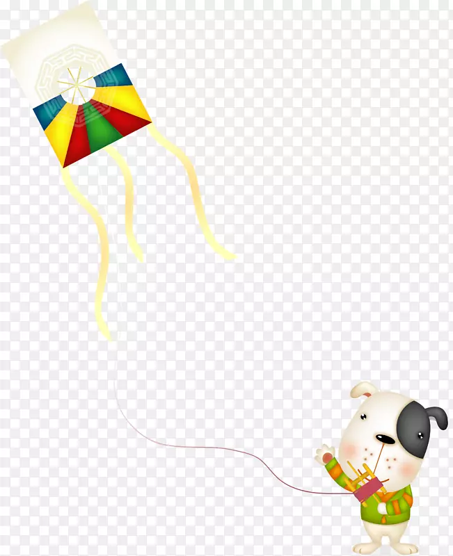 卡通片艺术-风筝飞行卡通小狗