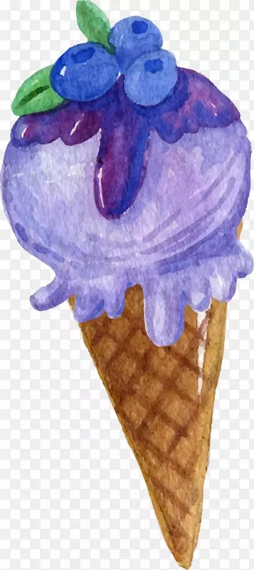 冰淇淋圆锥冰糕.手绘蓝莓冰淇淋