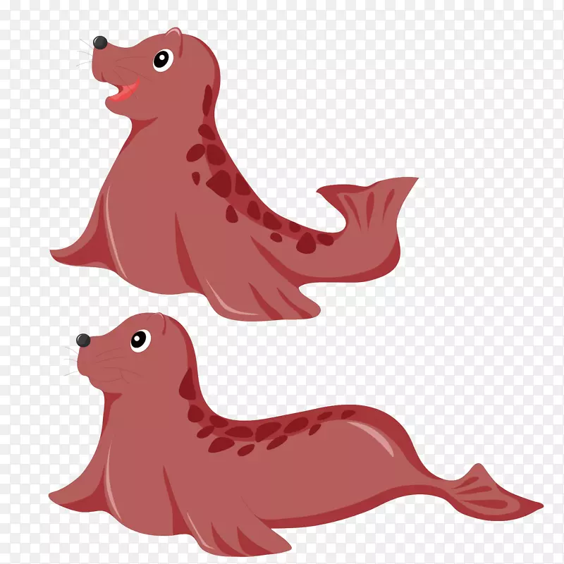 无耳印章卡通插图-可爱卡通婴儿海豹材料
