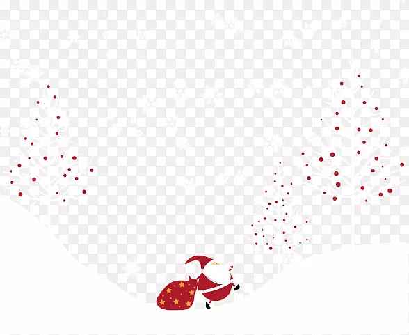 红色花瓣图案-圣诞老人