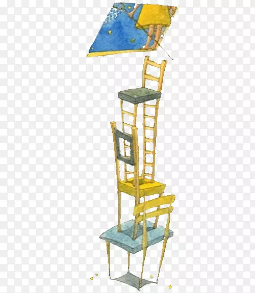 水彩画插画-椅子梯