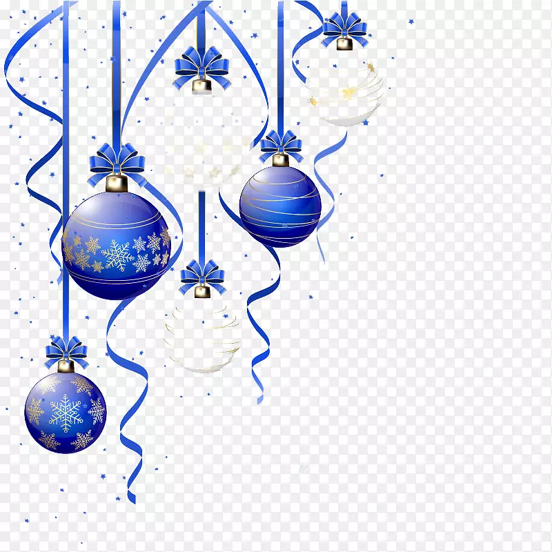 圣诞装饰品圣诞装饰蓝色和白色陶器插图-蓝色圣诞球饰品