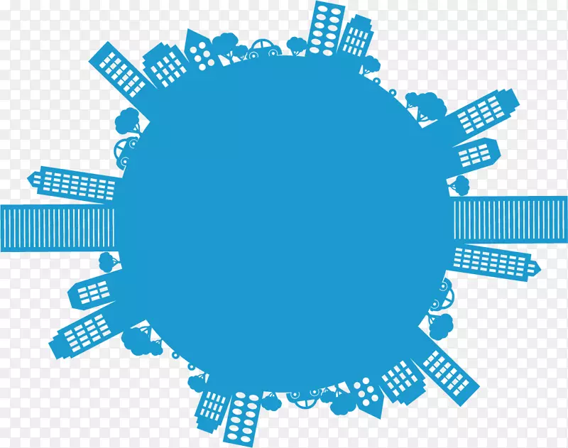 响应网页设计商业信息图营销-蓝色城市剪影