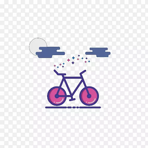 蓝色紫色标志画-简单的紫色自行车