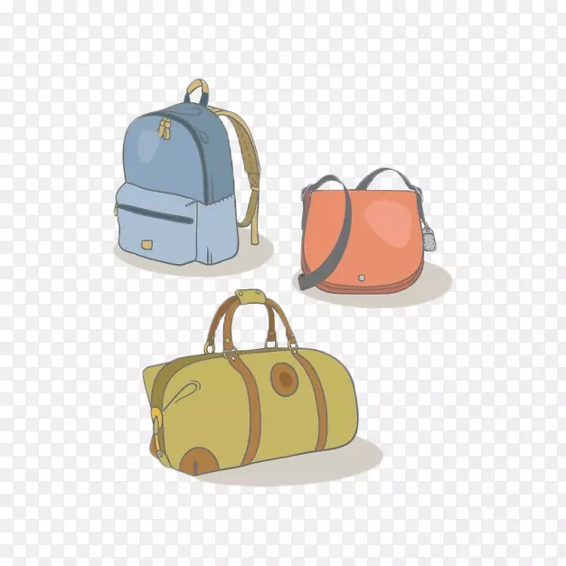 手提包，行李，硬币，钱包-简单的卡通可爱的行李