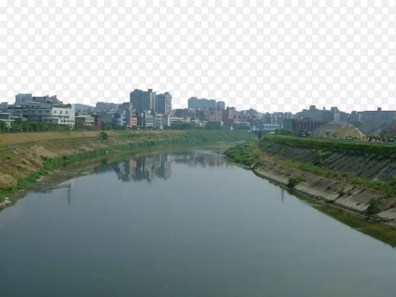 河面堤防-城市边缘的河流