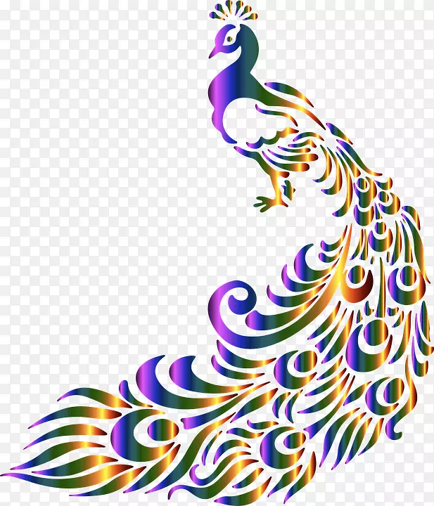 亚洲孔雀黑白羽毛剪贴画-神鸟孔雀
