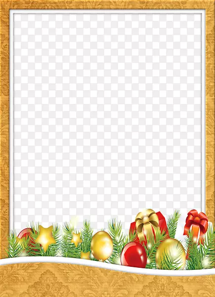 圣诞装饰品画框剪贴画.简单的黄色框