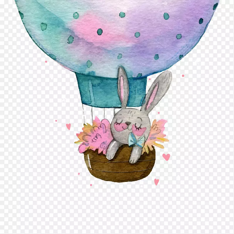 复活节兔子婚礼邀请函婴儿淋浴贺卡-热气球