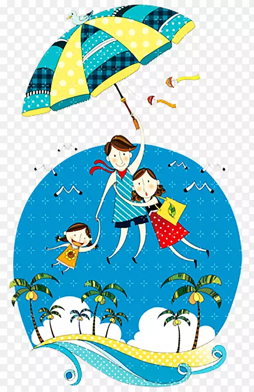 雨伞娱乐区插图-卡通降落伞