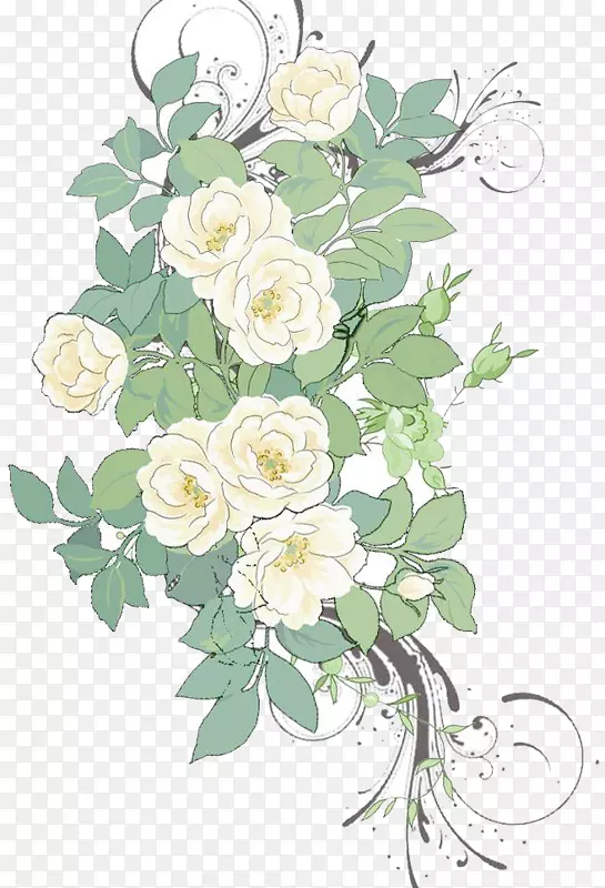 花画图案-白玫瑰花背景材料