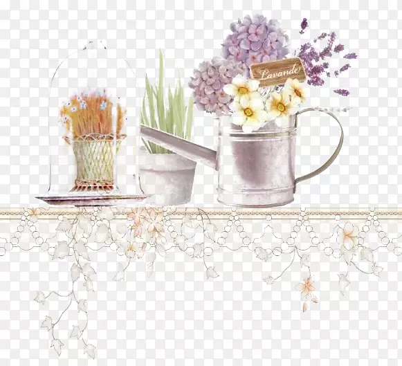 花艺设计师桌上的紫色花盆