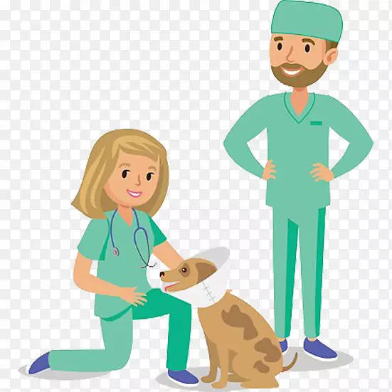 爪子：宠物兽医卡通宠物医生和狗